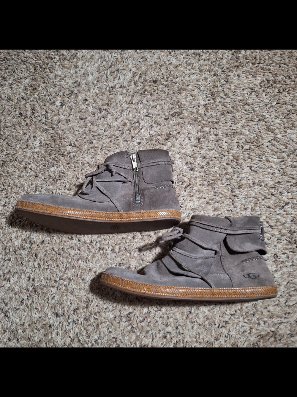 UGG Reid Suede Moccasin Booties Slate Gray Size 9.5